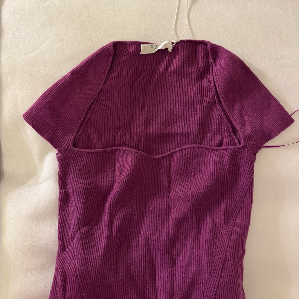 Purple midi dress with cap sleeves. Very elegant. New with tags.